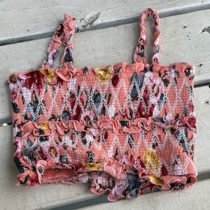 Truly Me Coral Ruffled Top